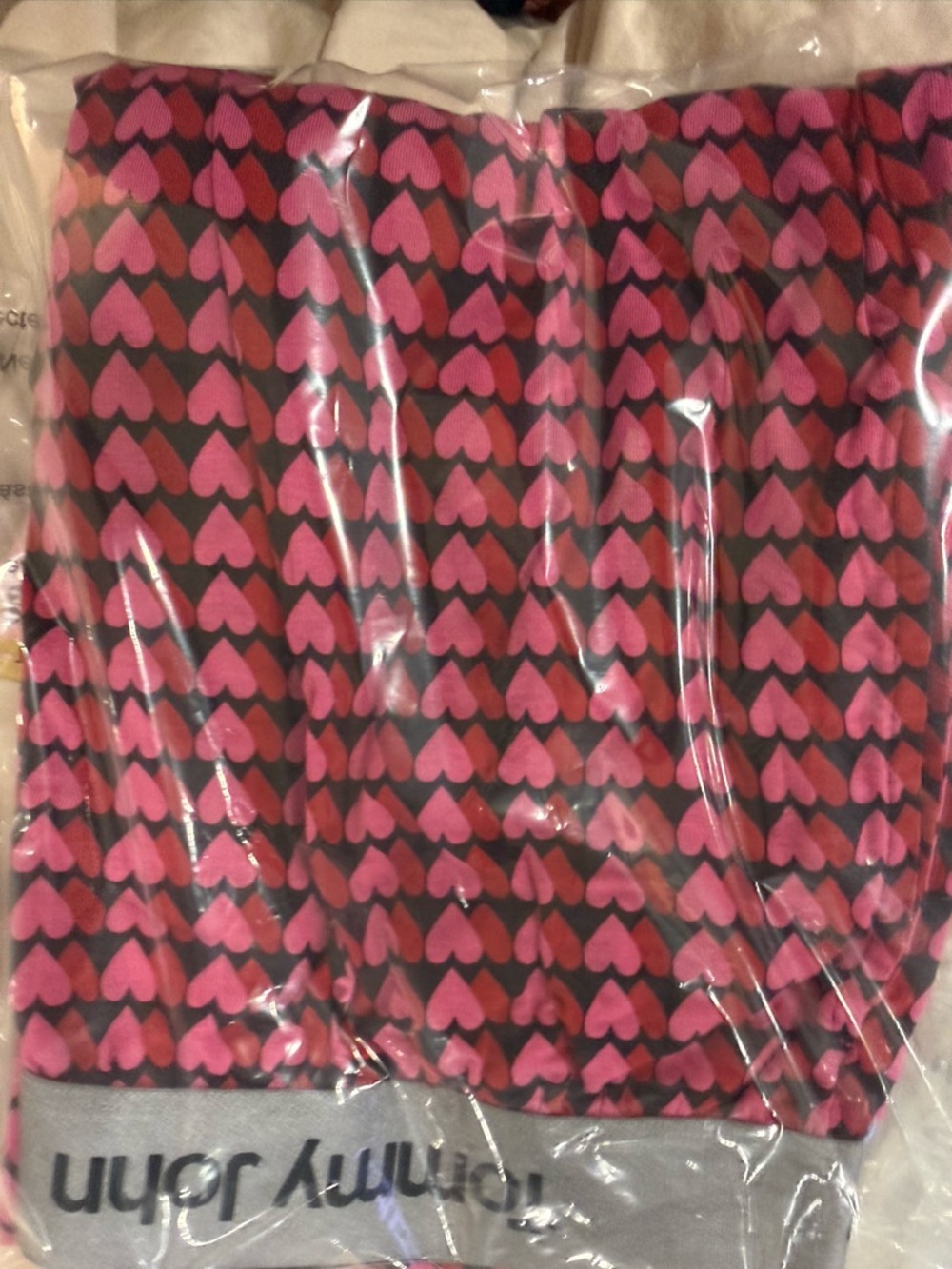 Tommy John Pink & Red Heart-Print Pajama Bottoms with Silver Logo Waistband - Picture 5 of 5
